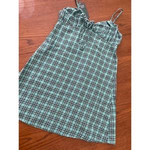 NWT Wild Fable Teal Plaid Mini Dress- Size M